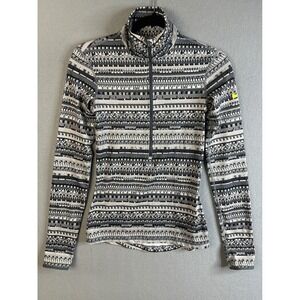 Nike Pro Dri Fit Womens XS Geometric Print 1/4 Zip Long Sleeve Athletic Top